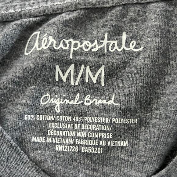 Aeropostale Gray Tee Shirt with Satin Appliqué Knit Top Y2K - Picture 5 of 8